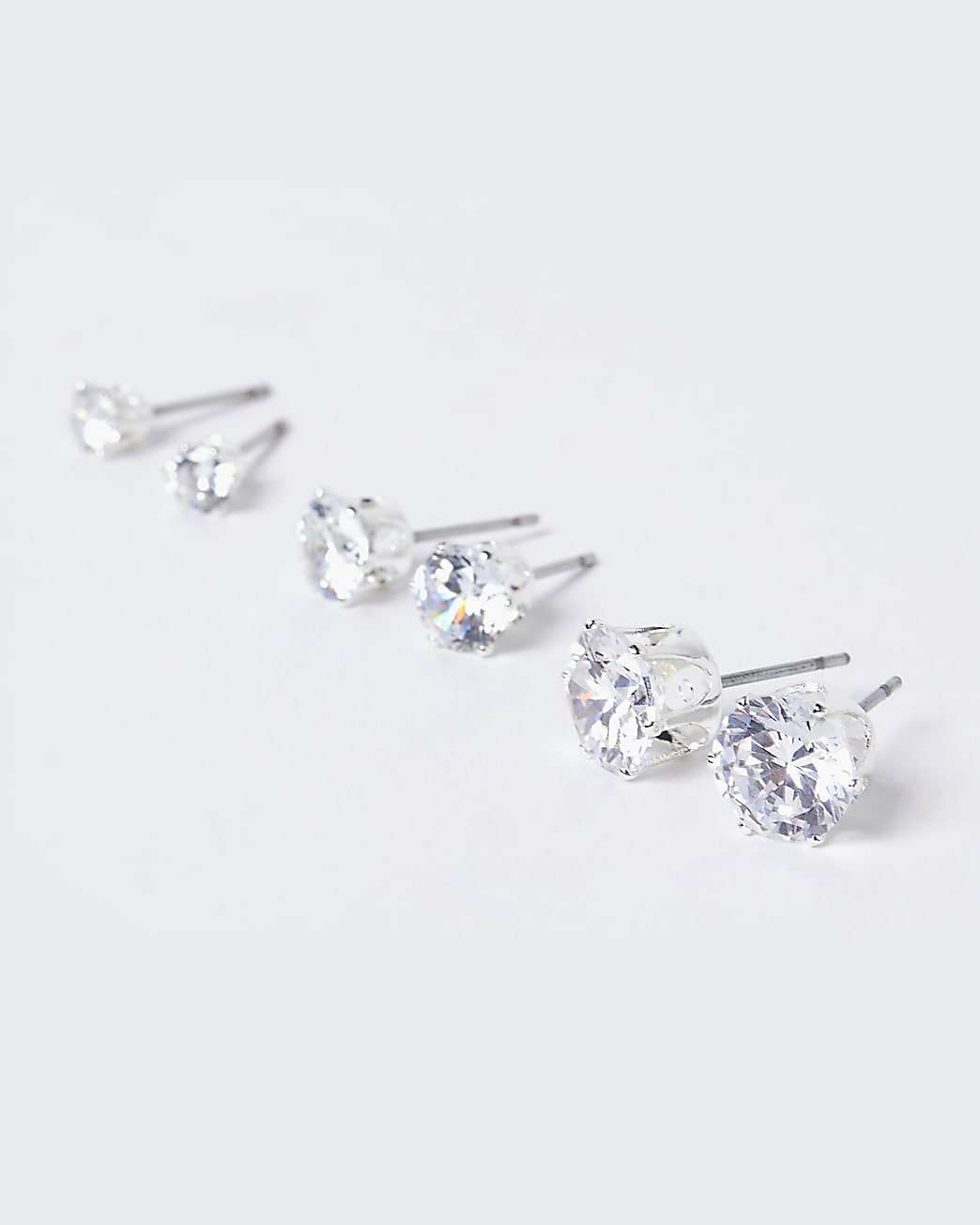 Silver embellished stud earrings multipack
