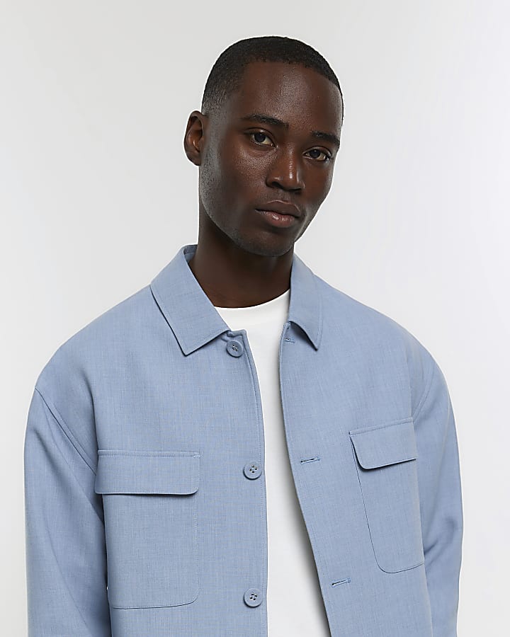Blue regular fit smart overshirt