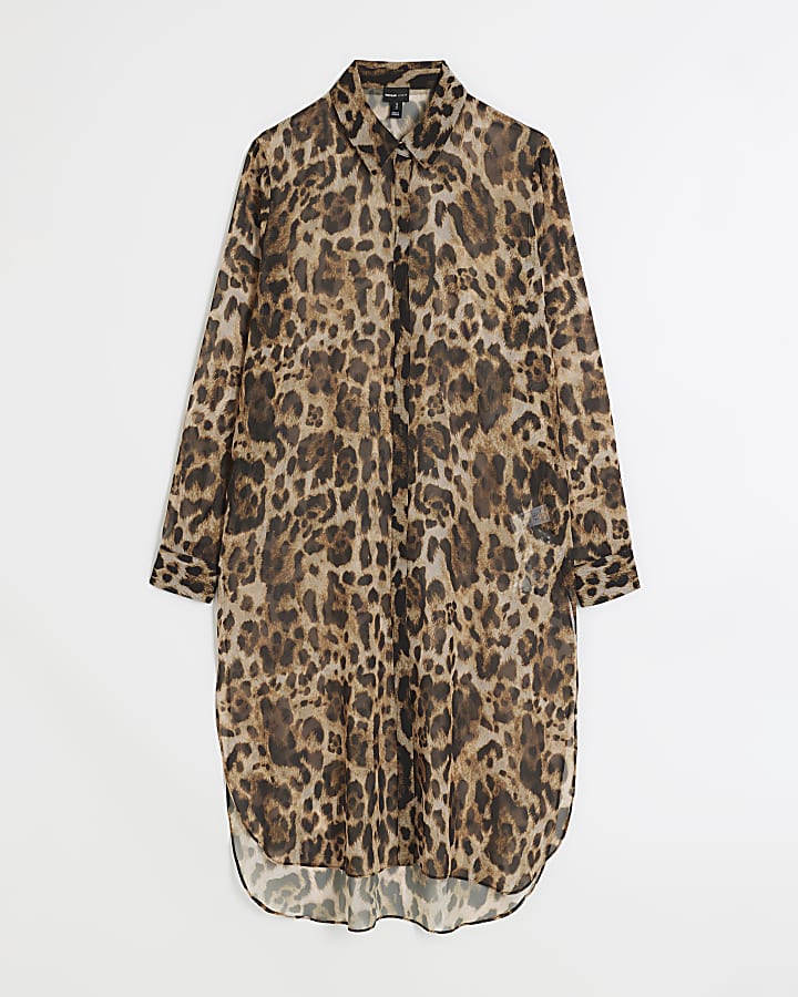Brown Animal Longline Shirt