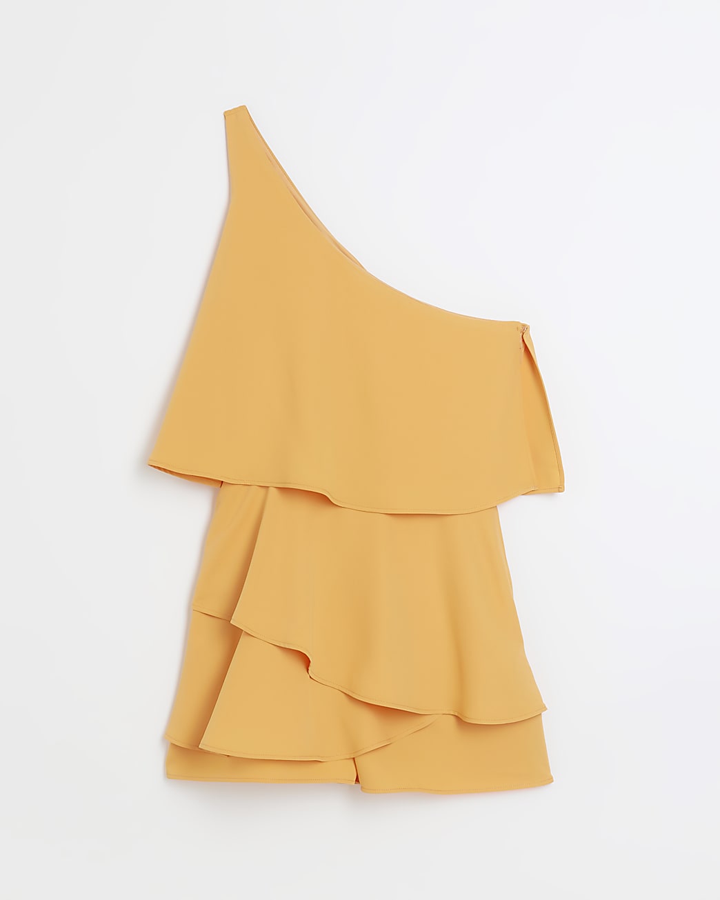 Orange one shoulder layered playsuit