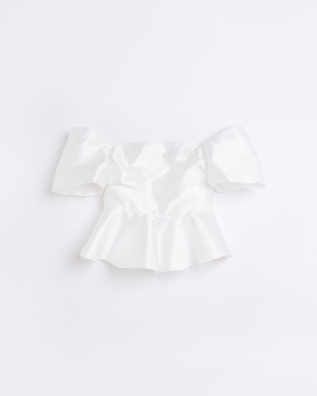 White satin bardot peplum top