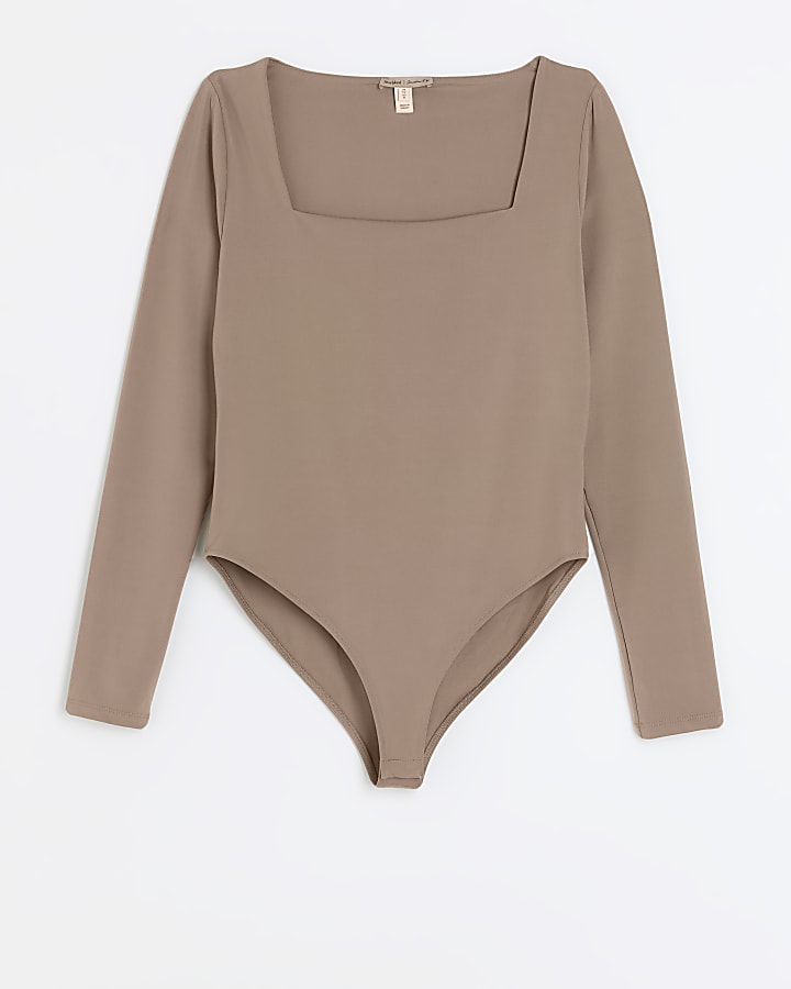 Beige long sleeve bodysuit