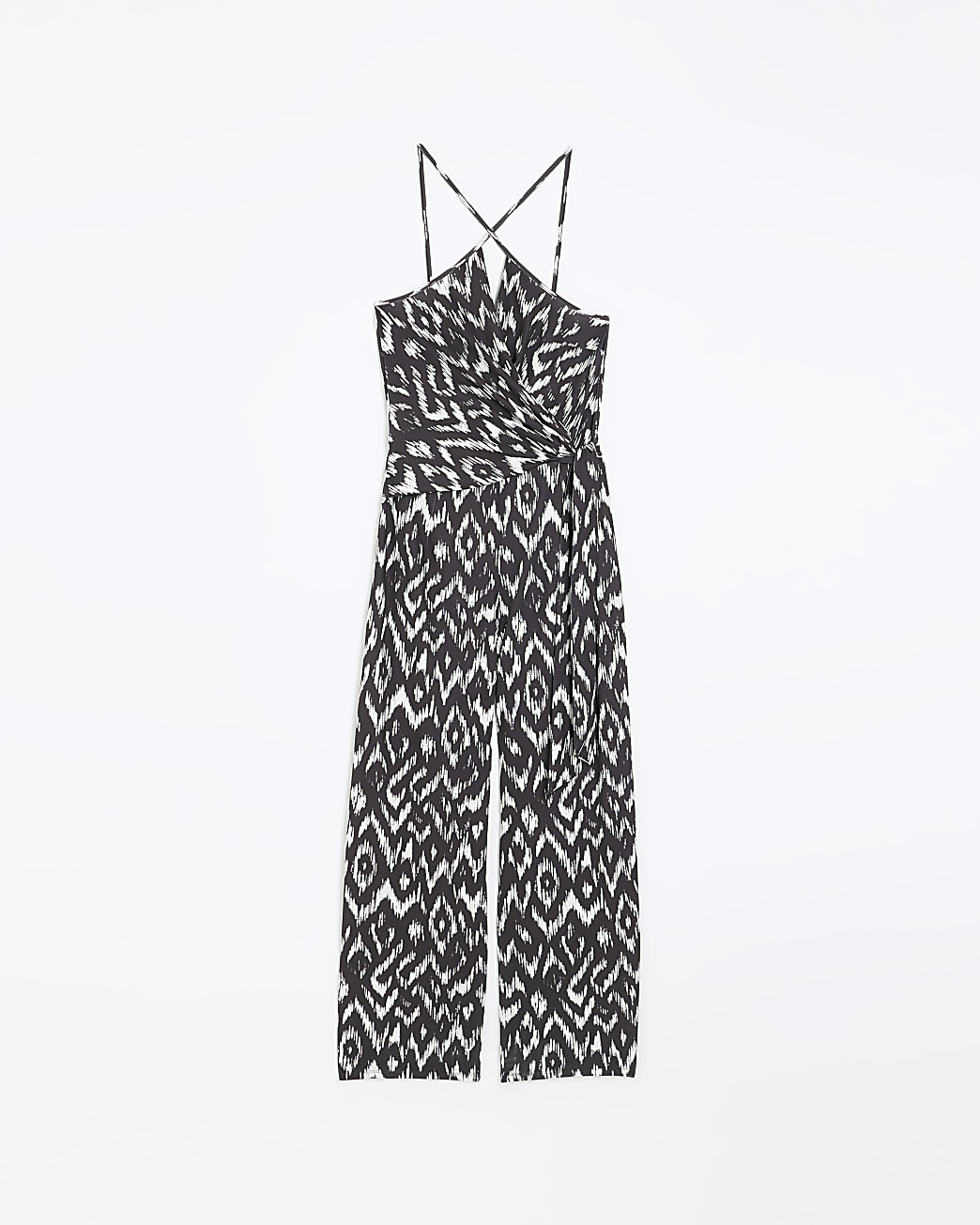 Black belted wrap jumpsuit