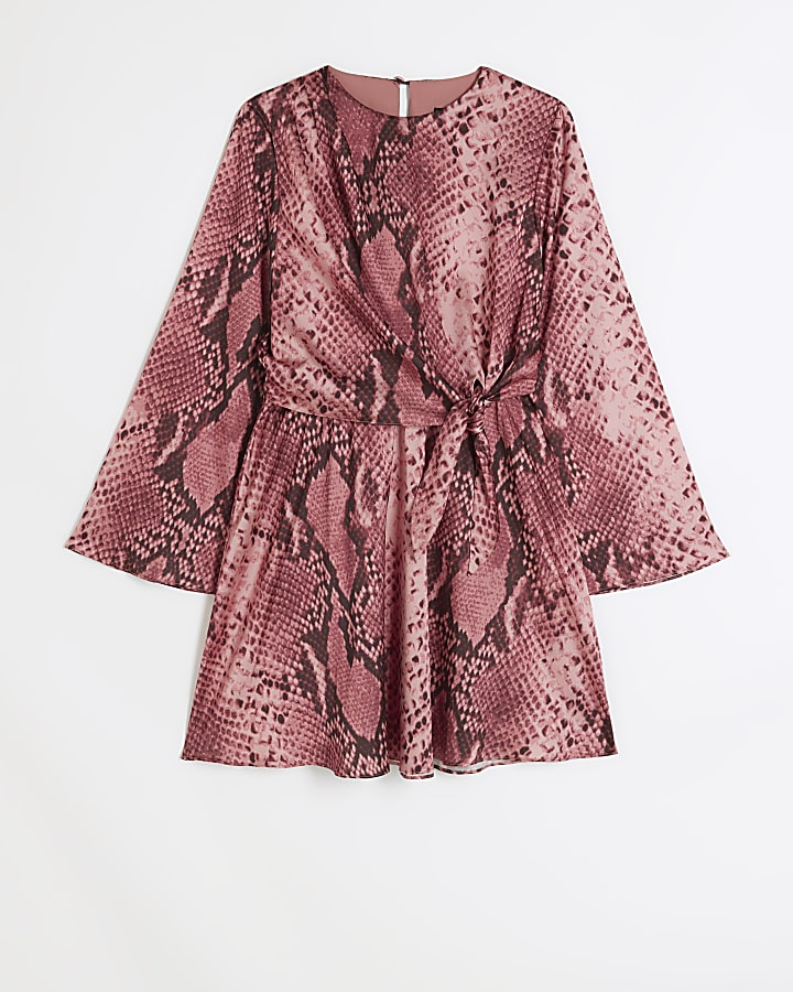 Pink Front Knot Mini Dress