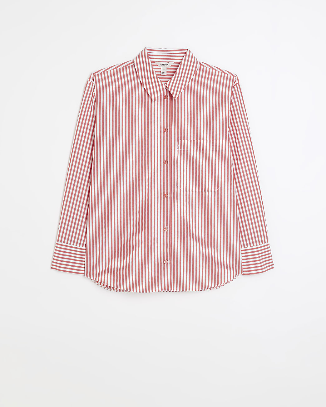 Red poplin striped shirt