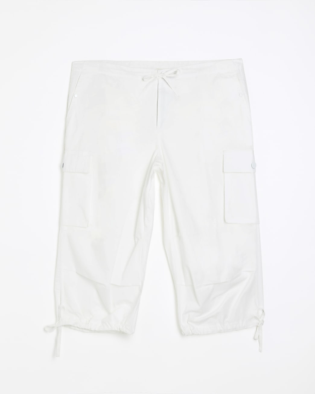 Petite white parachute trousers