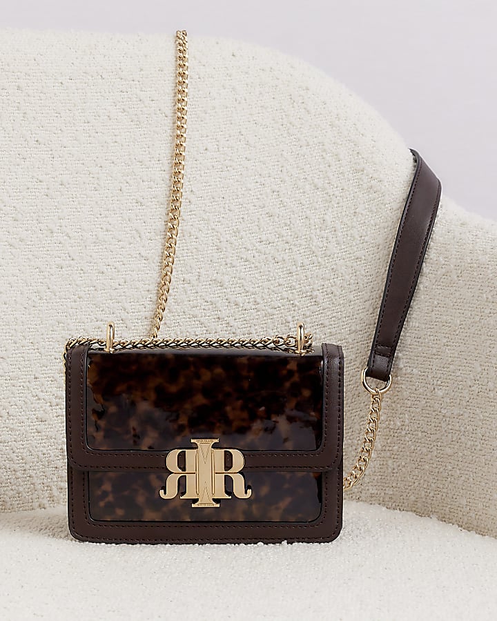 Brown tortoise shell shoulder bag