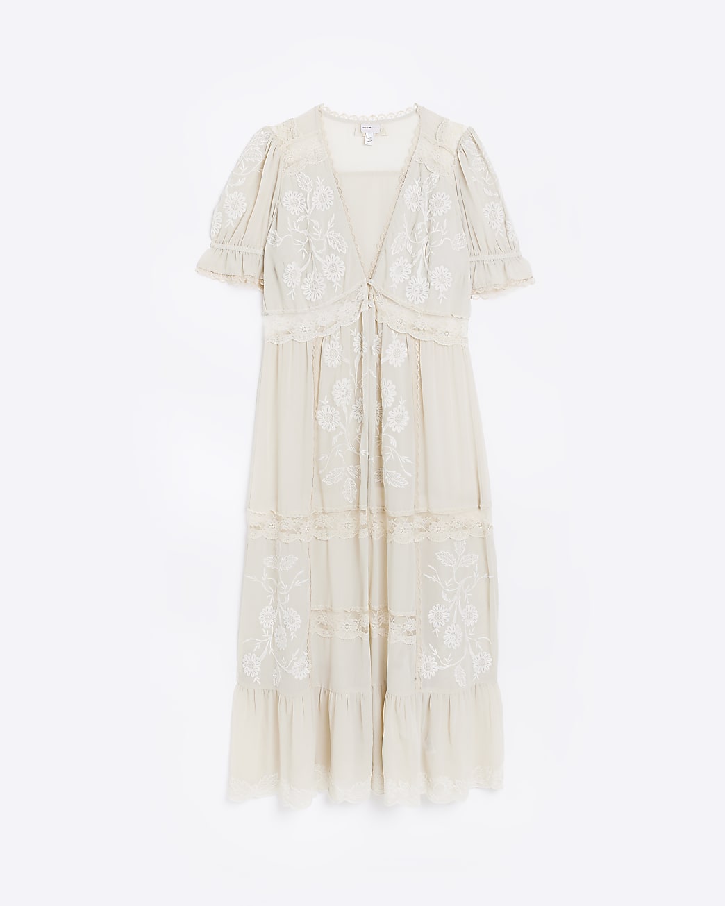 Cream lace longline top