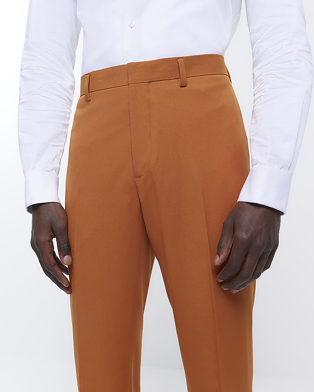 Orange slim fit suit trousers