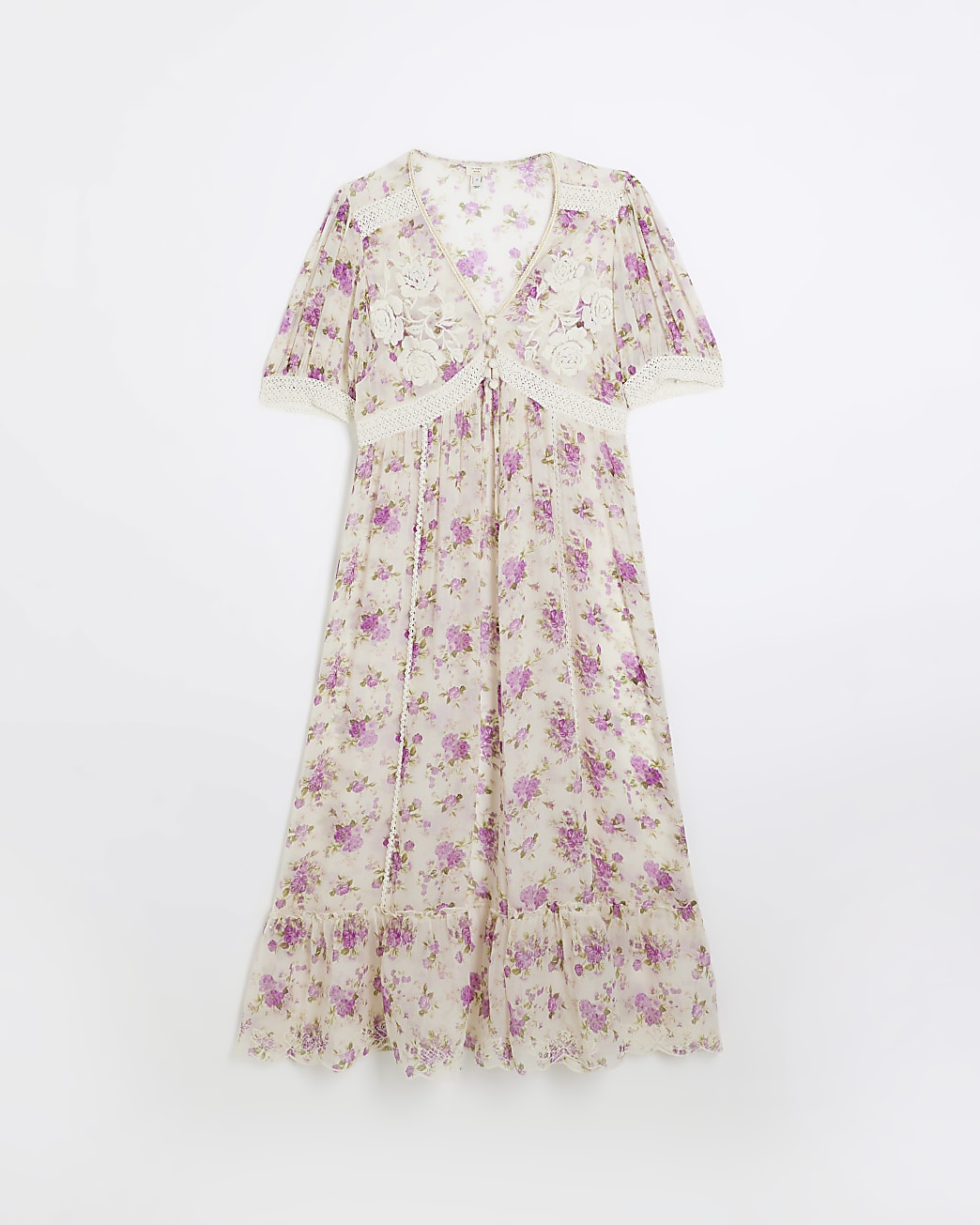 Cream floral print cover up