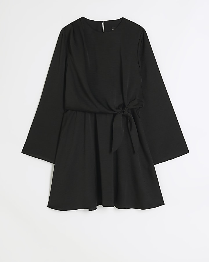 Black Front Knot Mini Dress