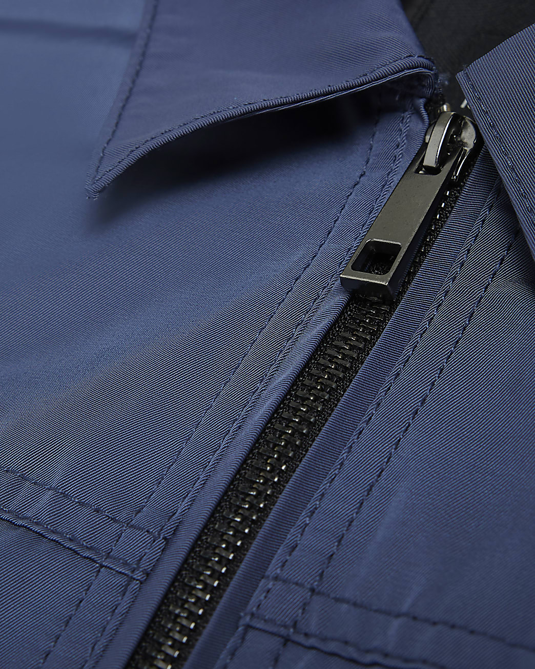 Blue Regular fit Nylon Zip shacket