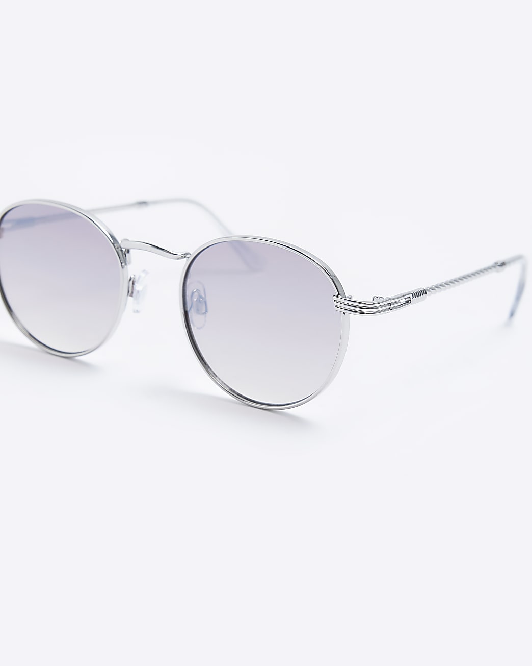 Silver colour twist detail round sunglasses