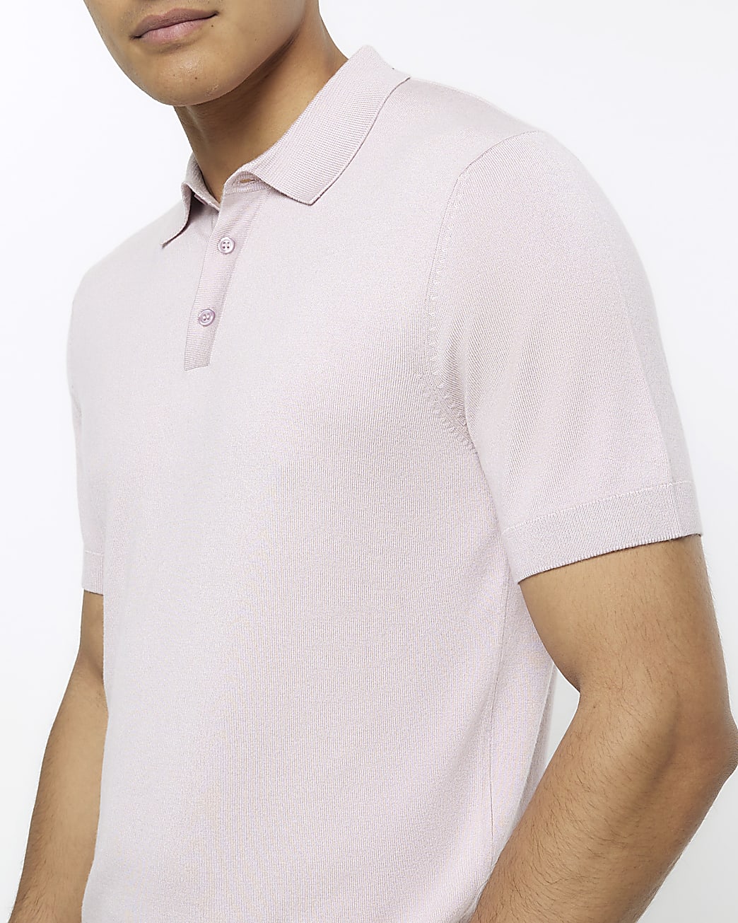 Pink slim fit short sleeve polo
