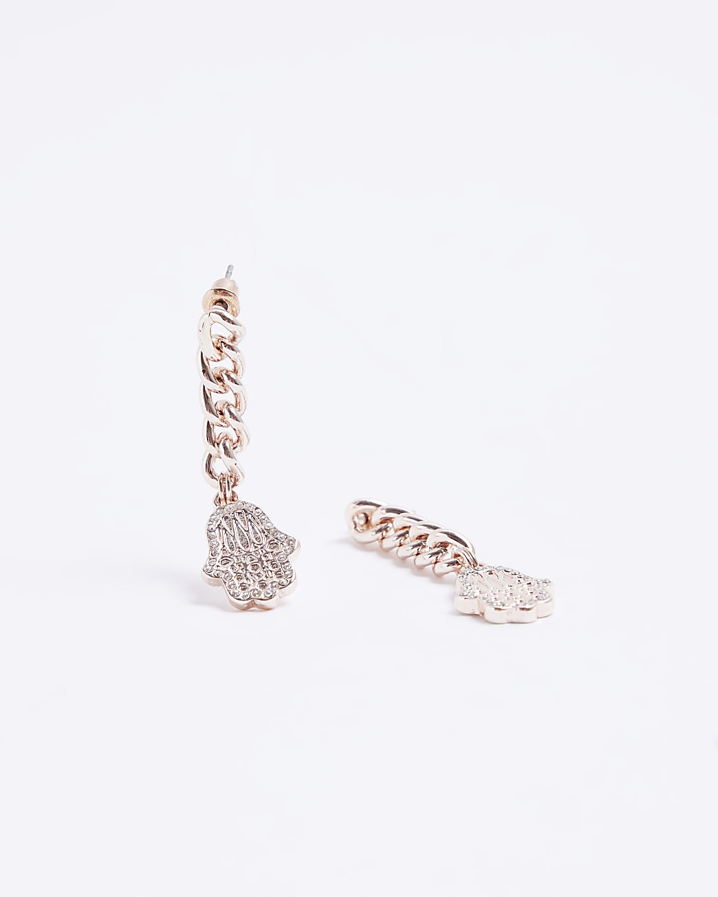 Rose gold hand drop earrings