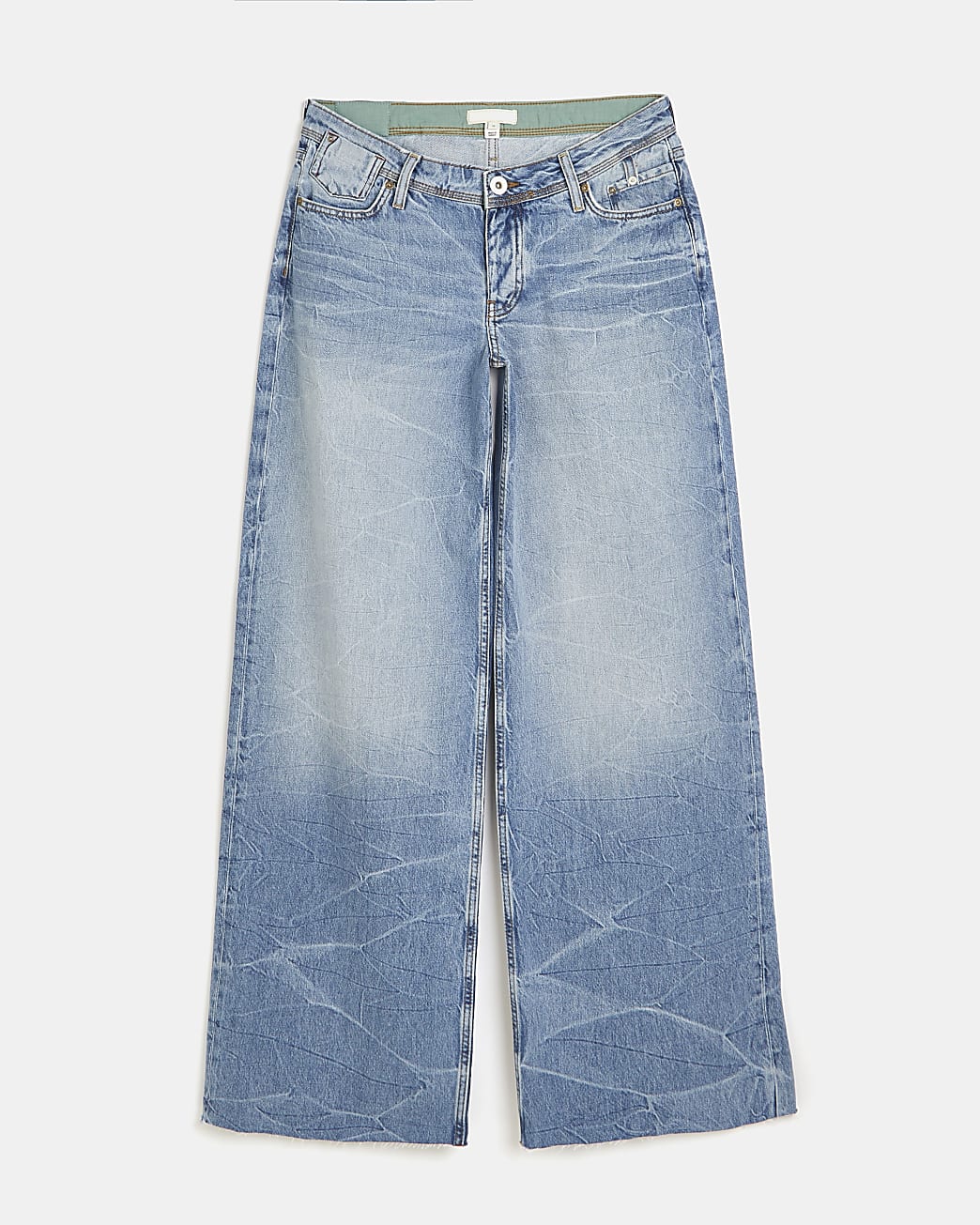 Blue low rise wide leg jeans