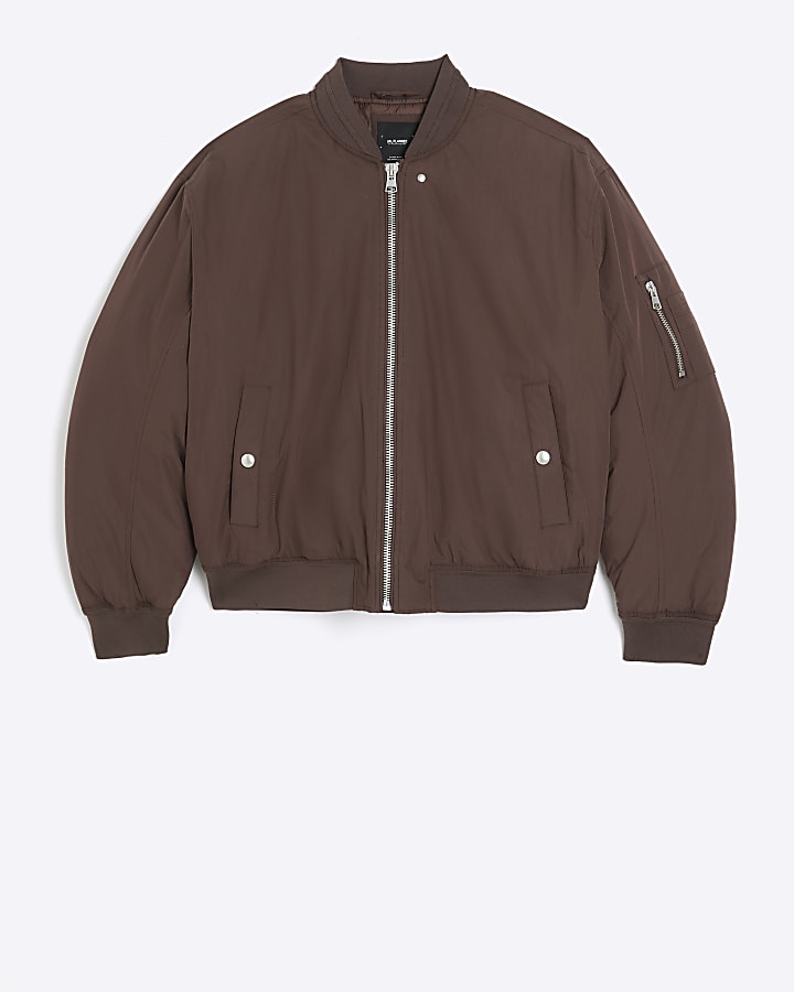 Rust regular fit padded bomber jacket
