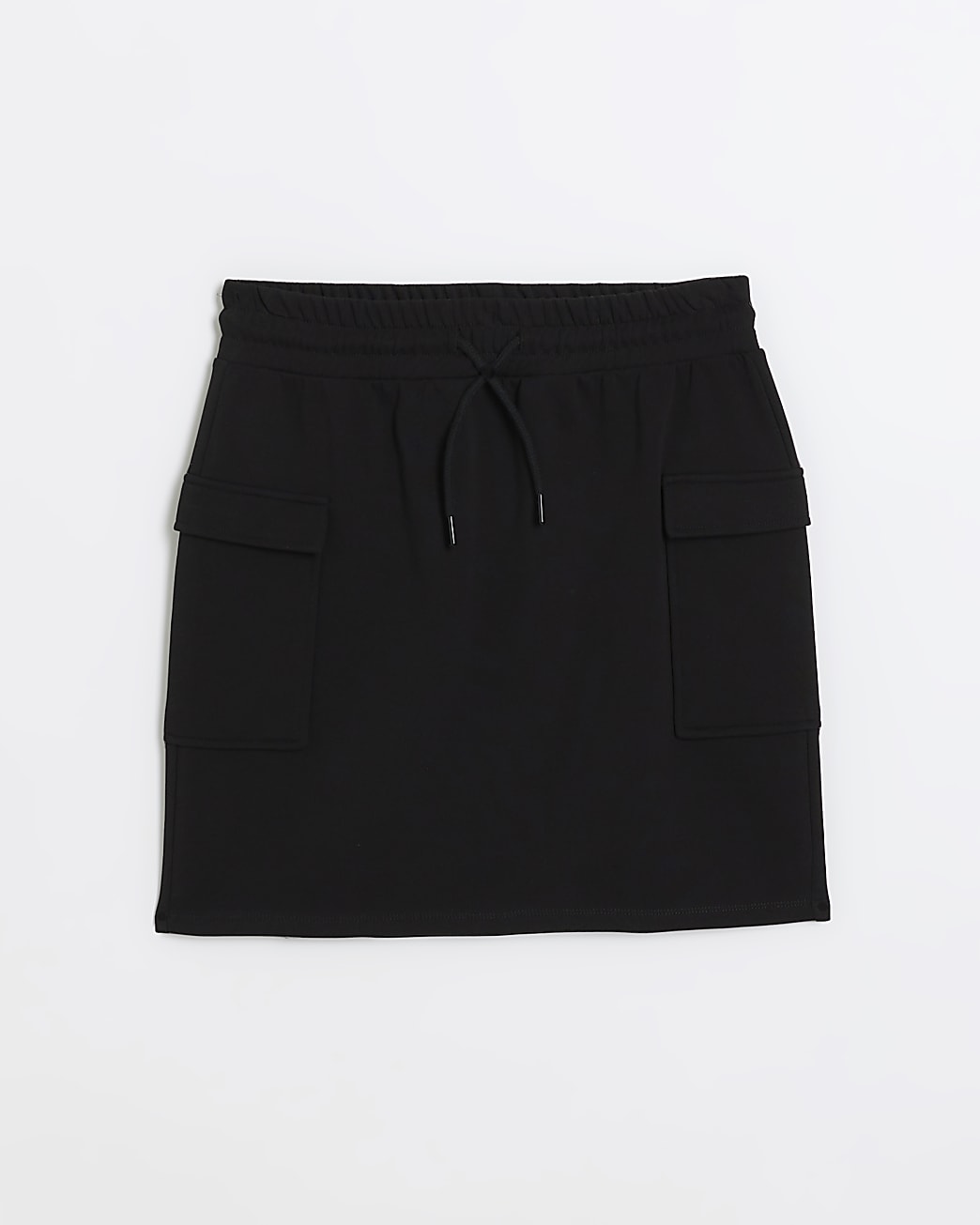 Black Sweat Cargo Mini Skirt