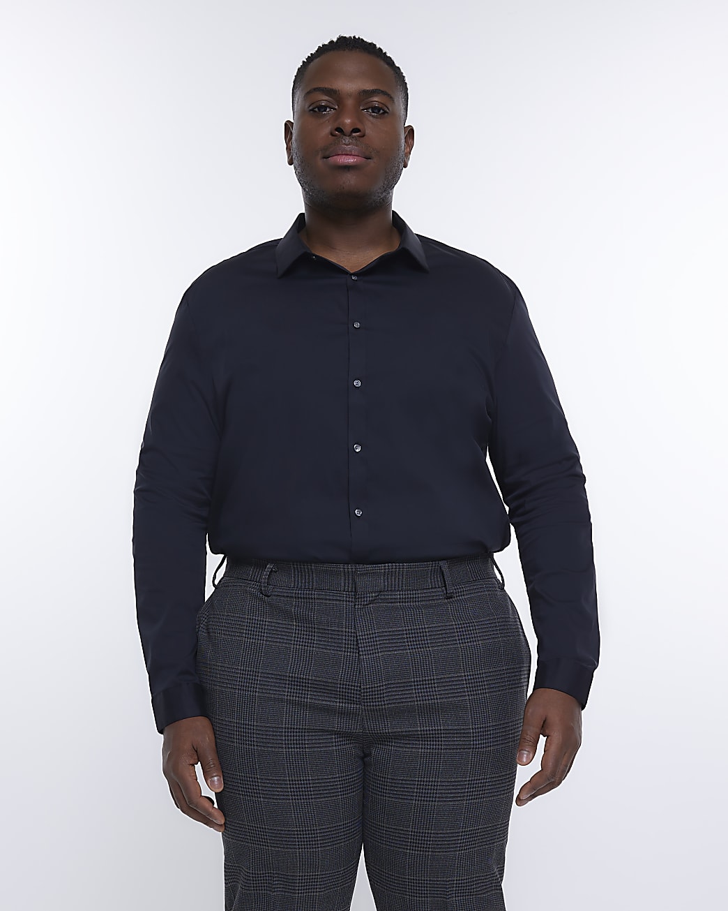 Big & Tall grey slim fit check smart trousers