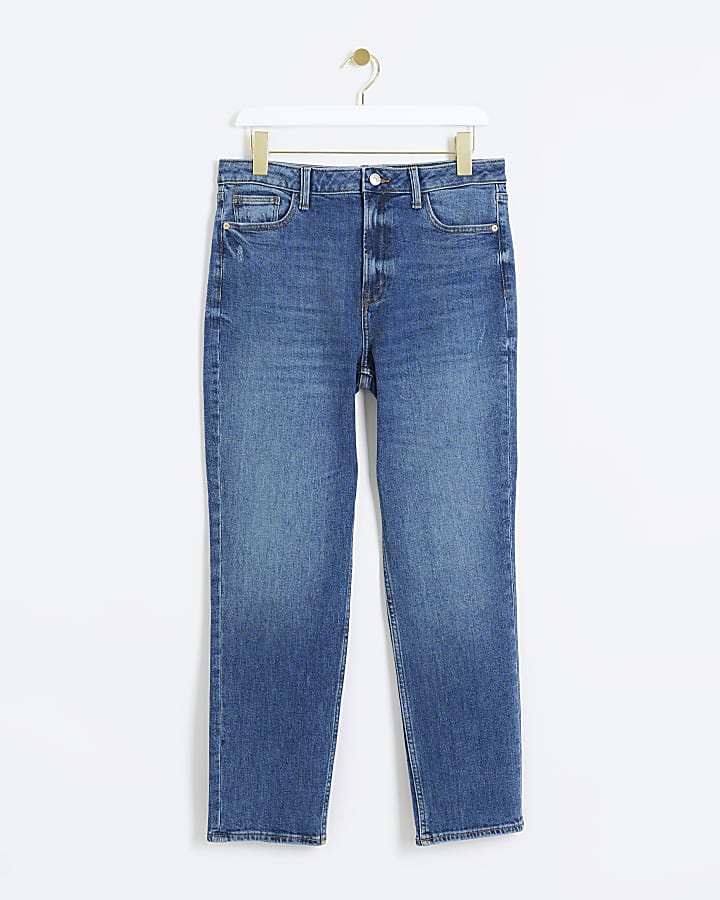 Blue High Waisted Slim Straight Jeans