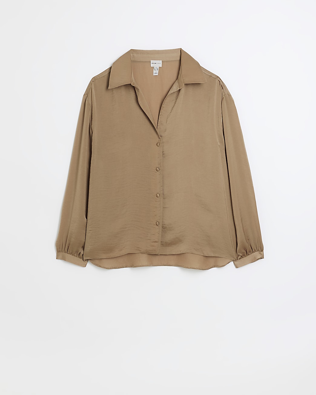 Beige long sleeve satin shirt