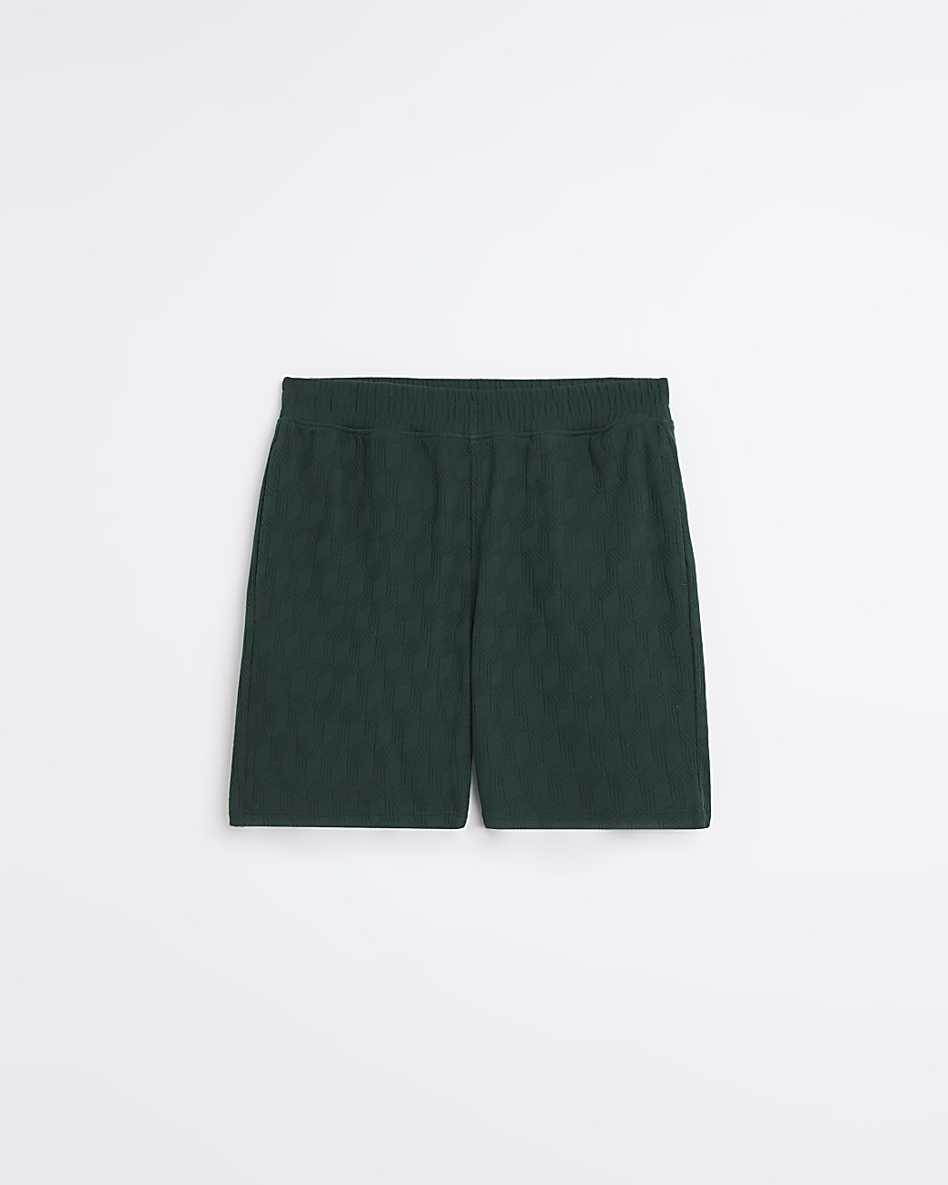 Green slim fit textured shorts