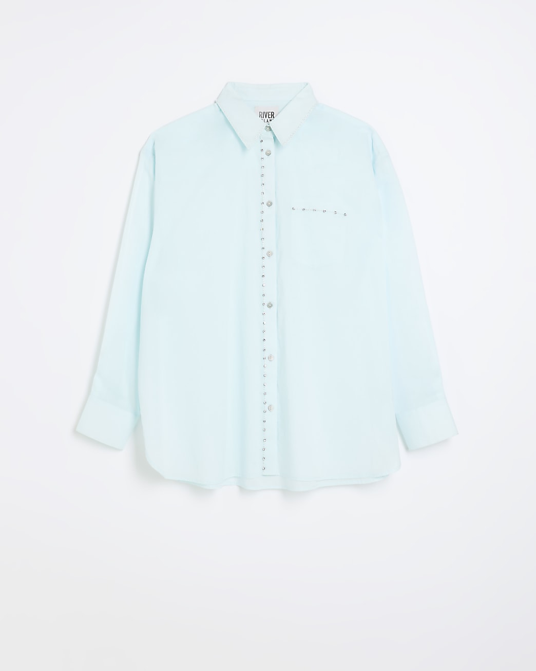 Blue embellished long sleeve shirt