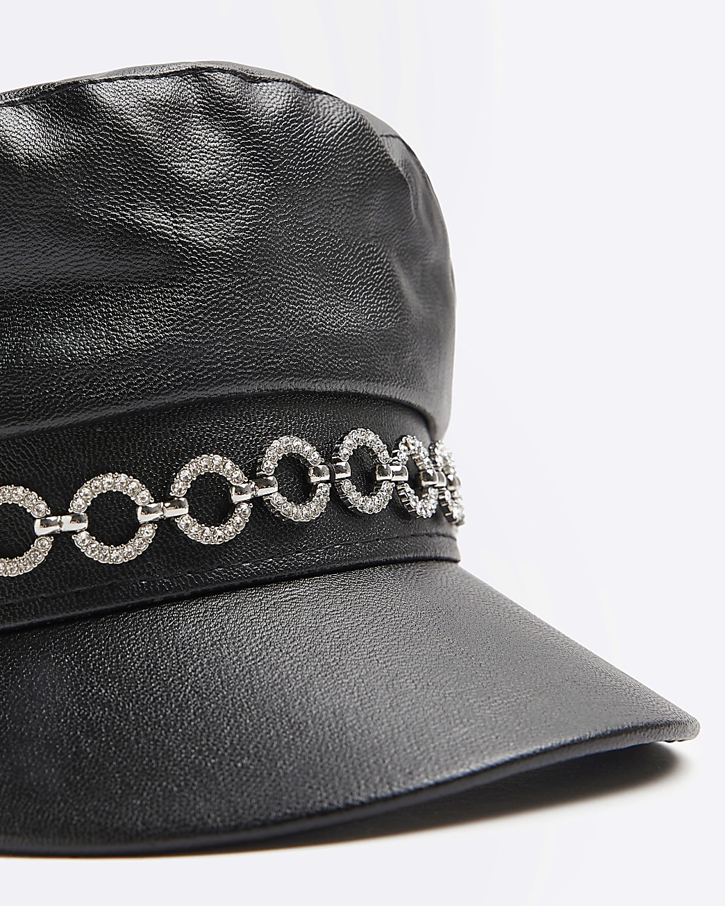 Black diamante trim baker boy hat