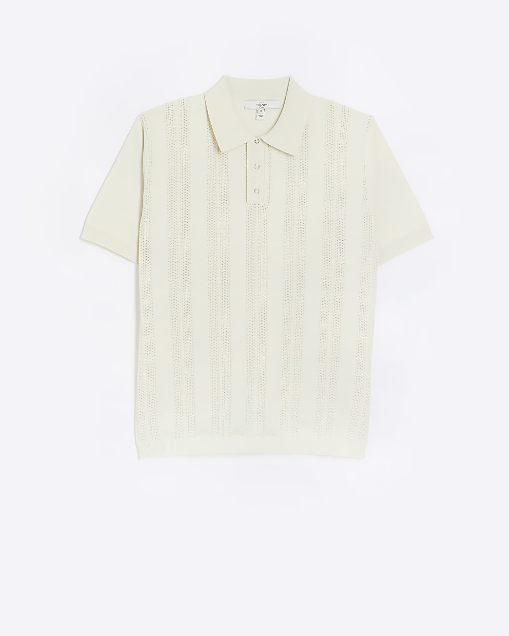 Ecru slim fit striped stitch polo shirt