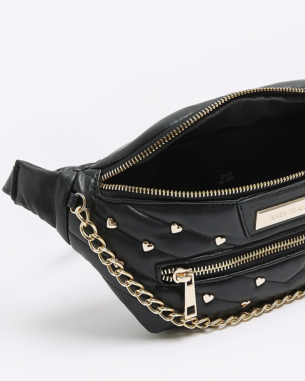 Black quilted stud bum bag
