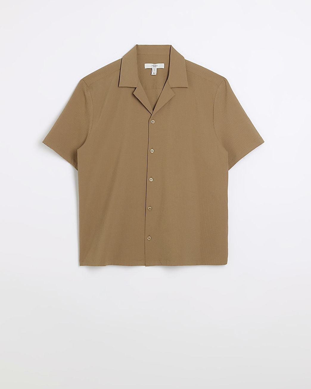 Brown regular fit seersucker shirt