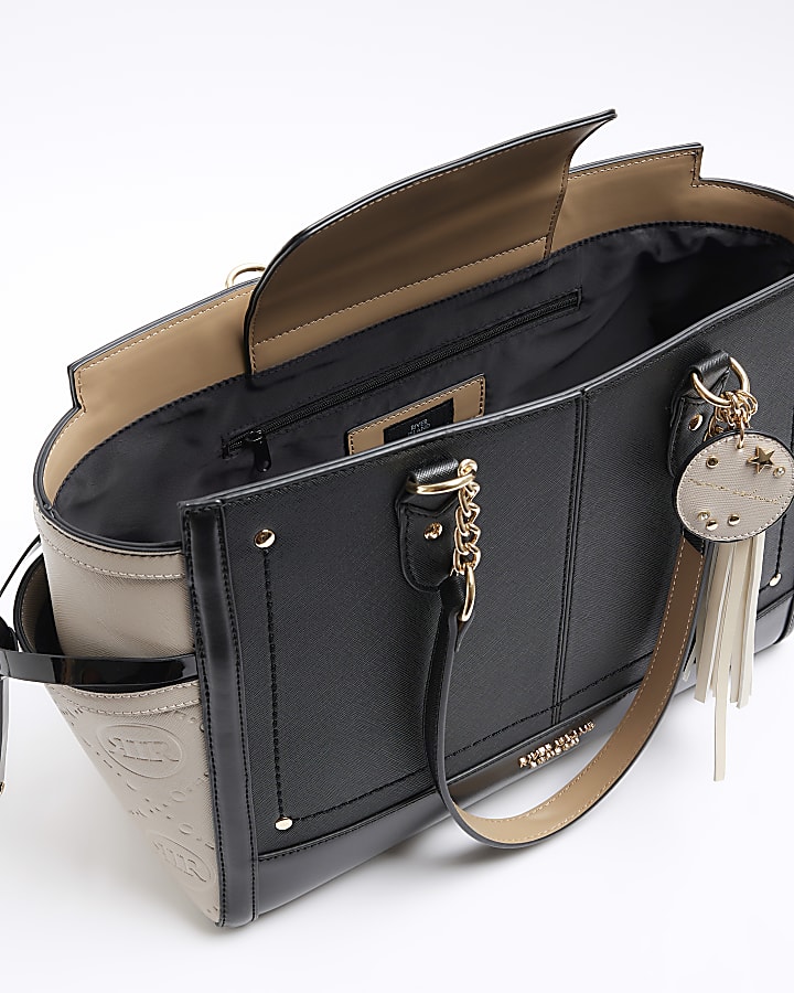 Black RI embossed tote bag