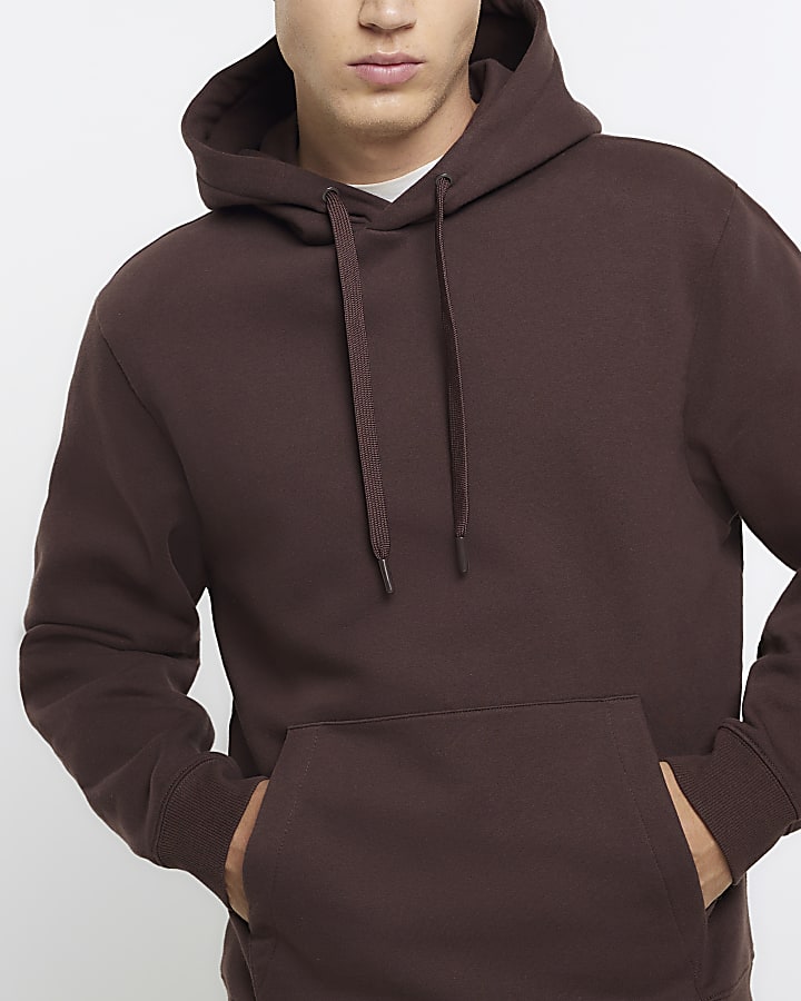 Brown regular fit hoodie