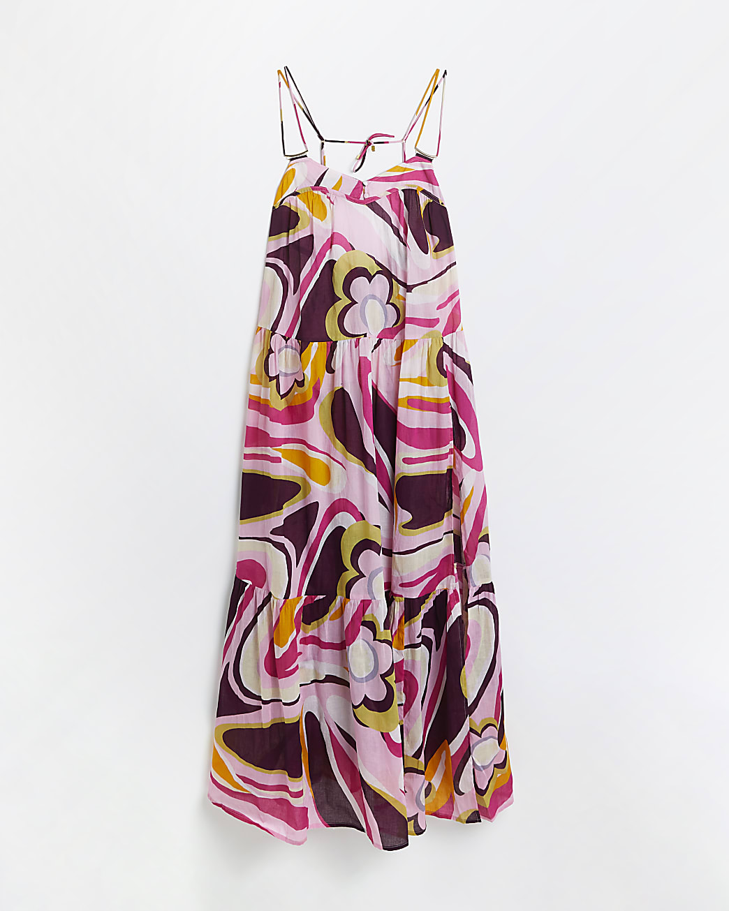 Pink printed maxi beach dress
