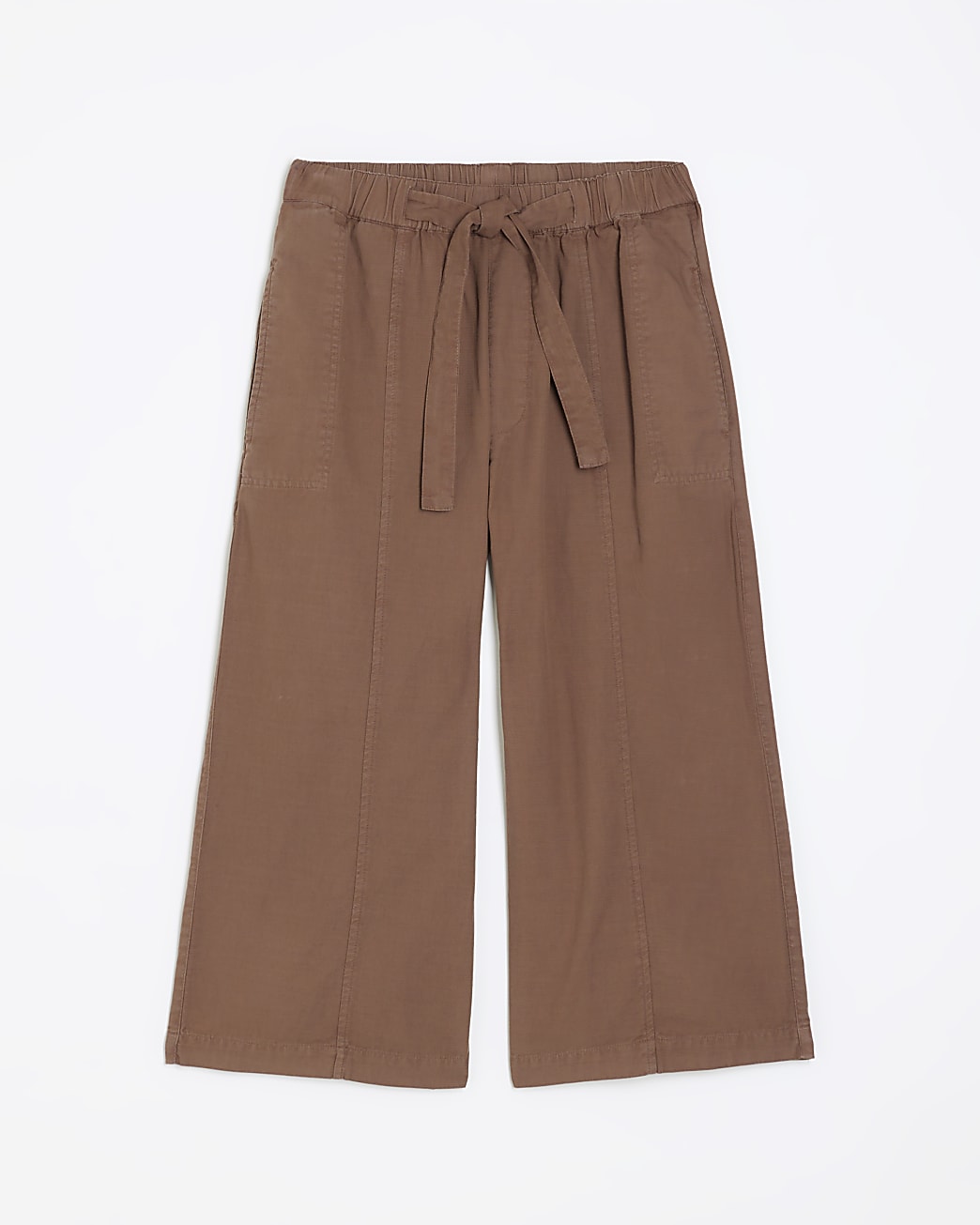 Brown cropped wide leg trousers