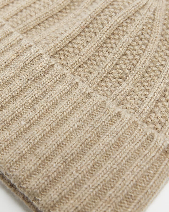 Beige wool blend beanie