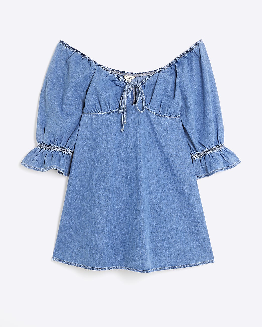 Denim puff sleeve mini dress