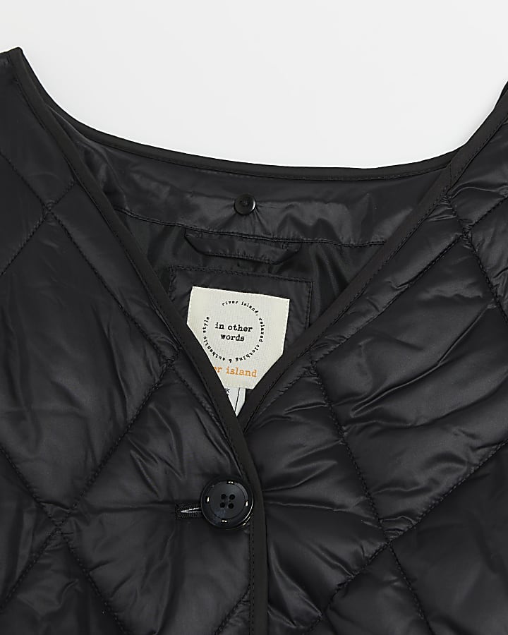 Black faux fur collar padded jacket