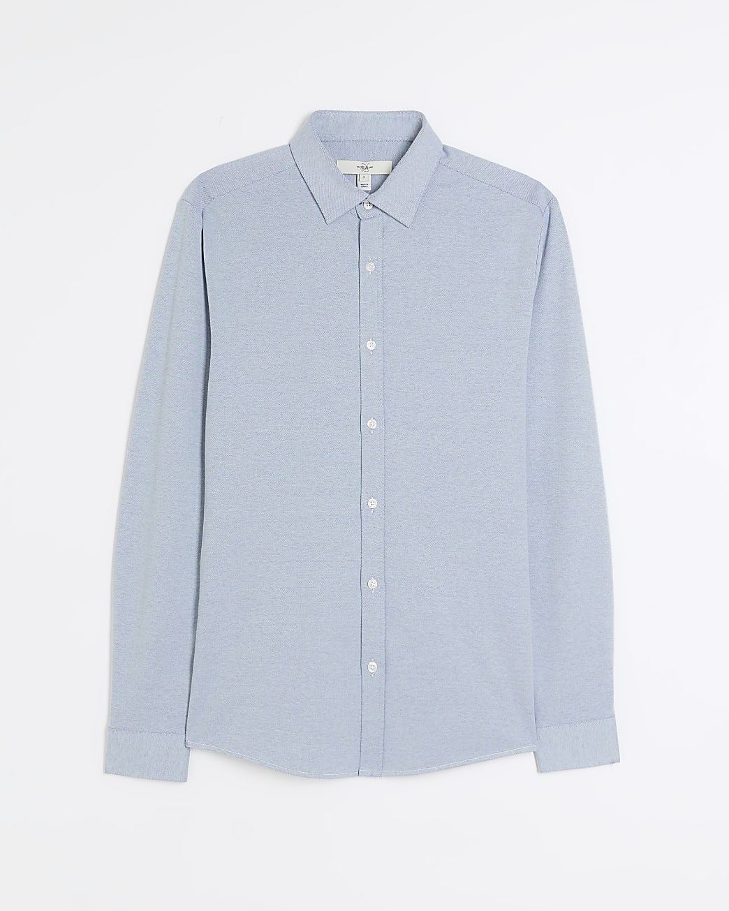 Blue muscle fit stretch long sleeve shirt