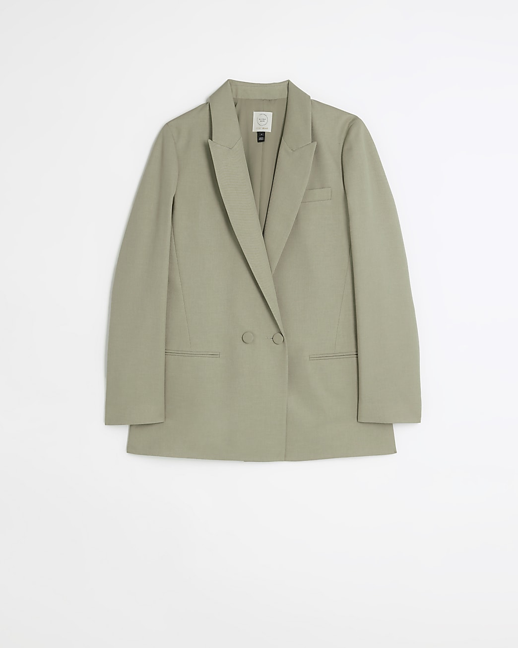 Khaki Double Breasted Slim Blazer