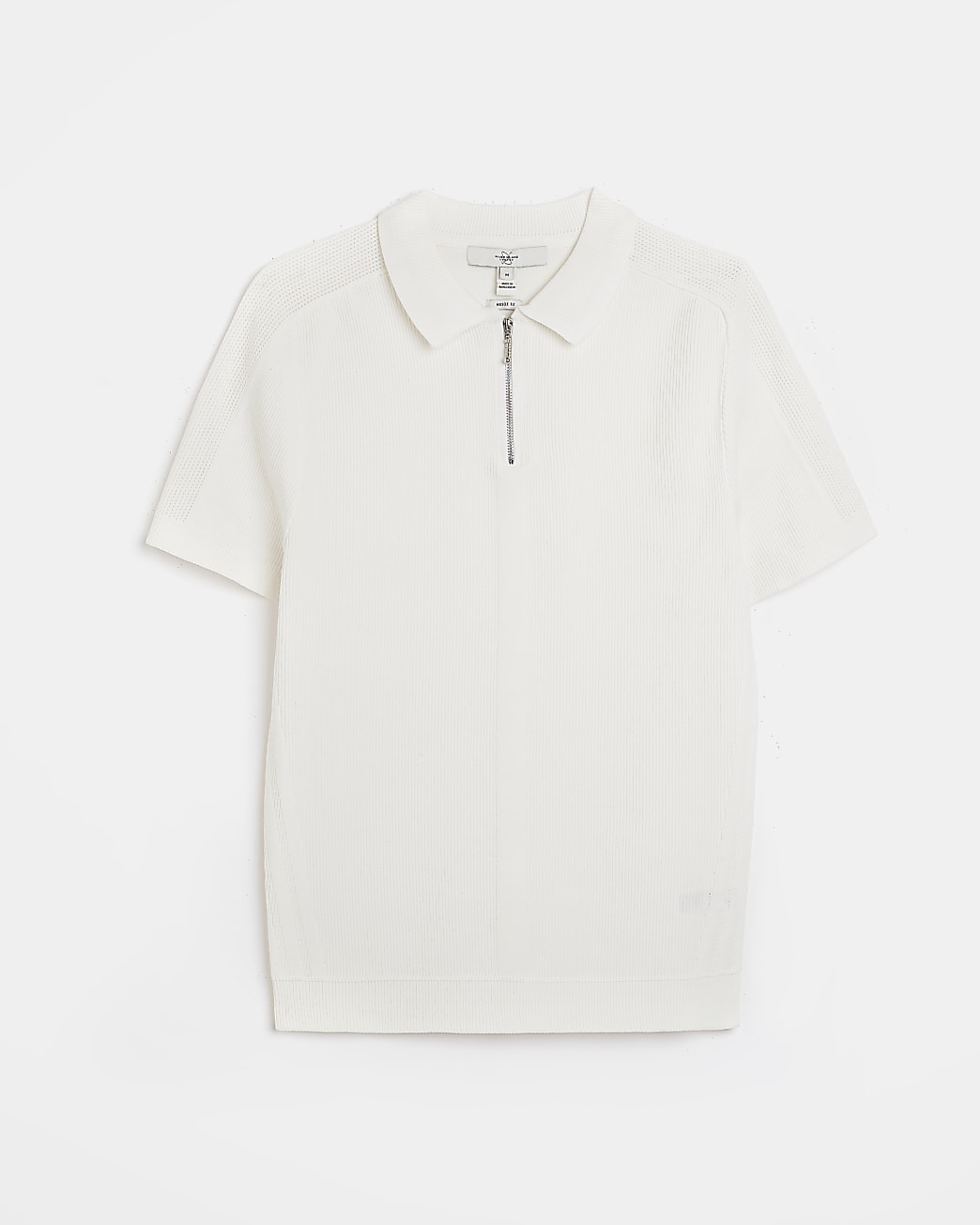 White Slim Fit Zip Detail Polo