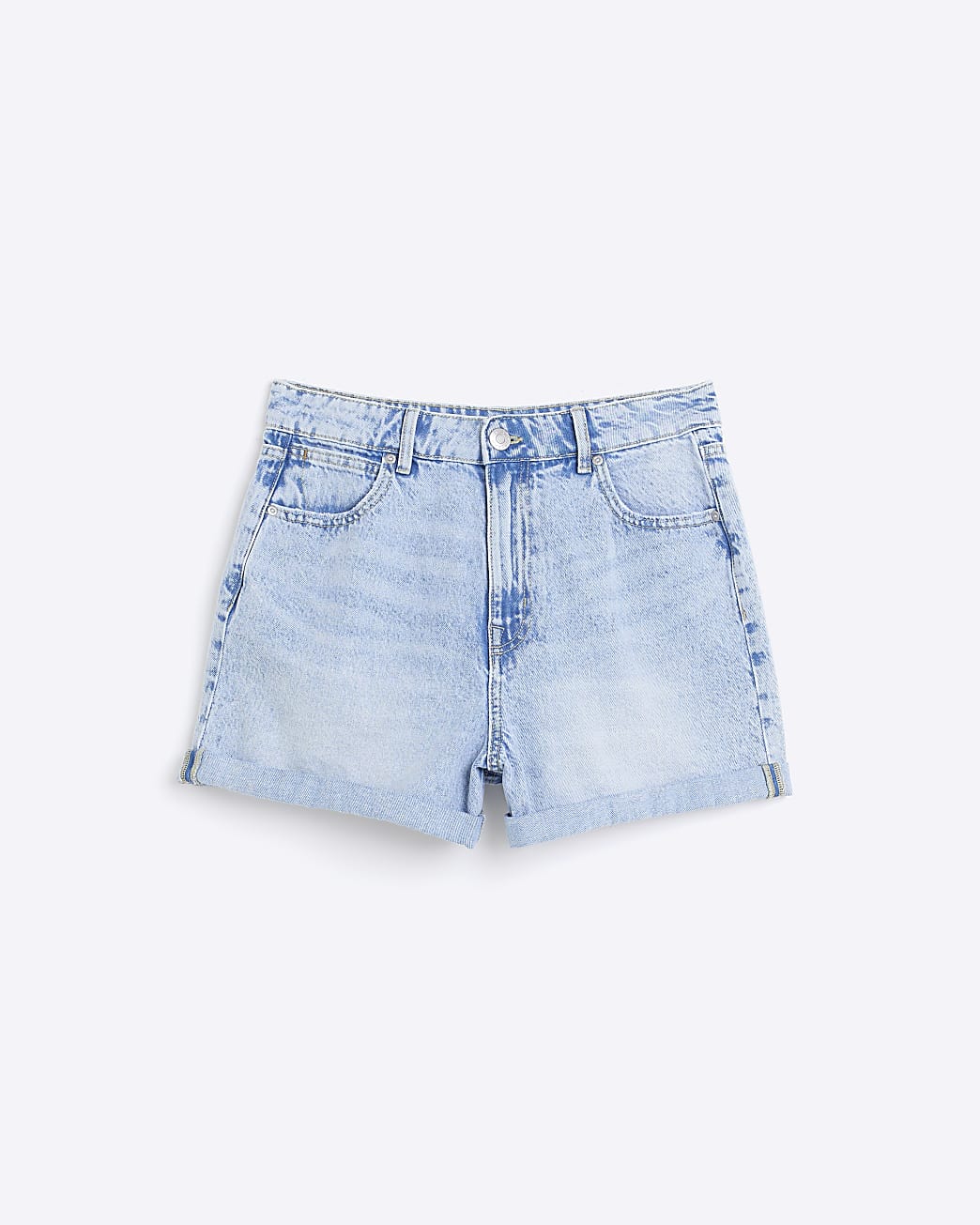 Blue denim mom shorts