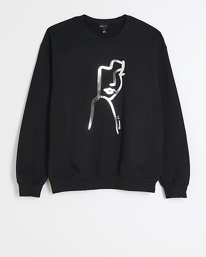 Black sketch face sweatshirt