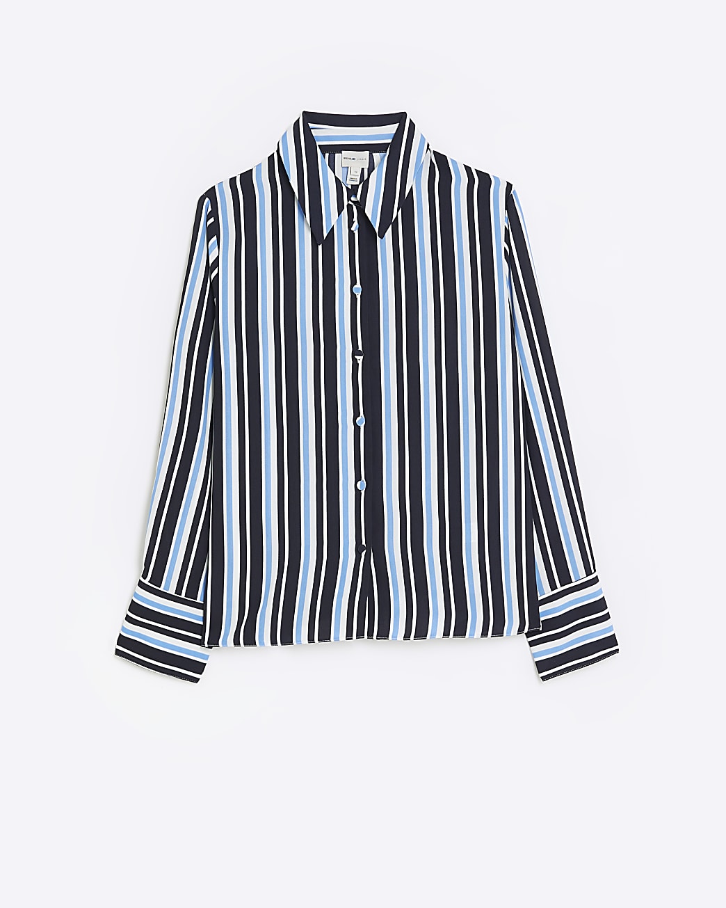 Navy striped satin shirt