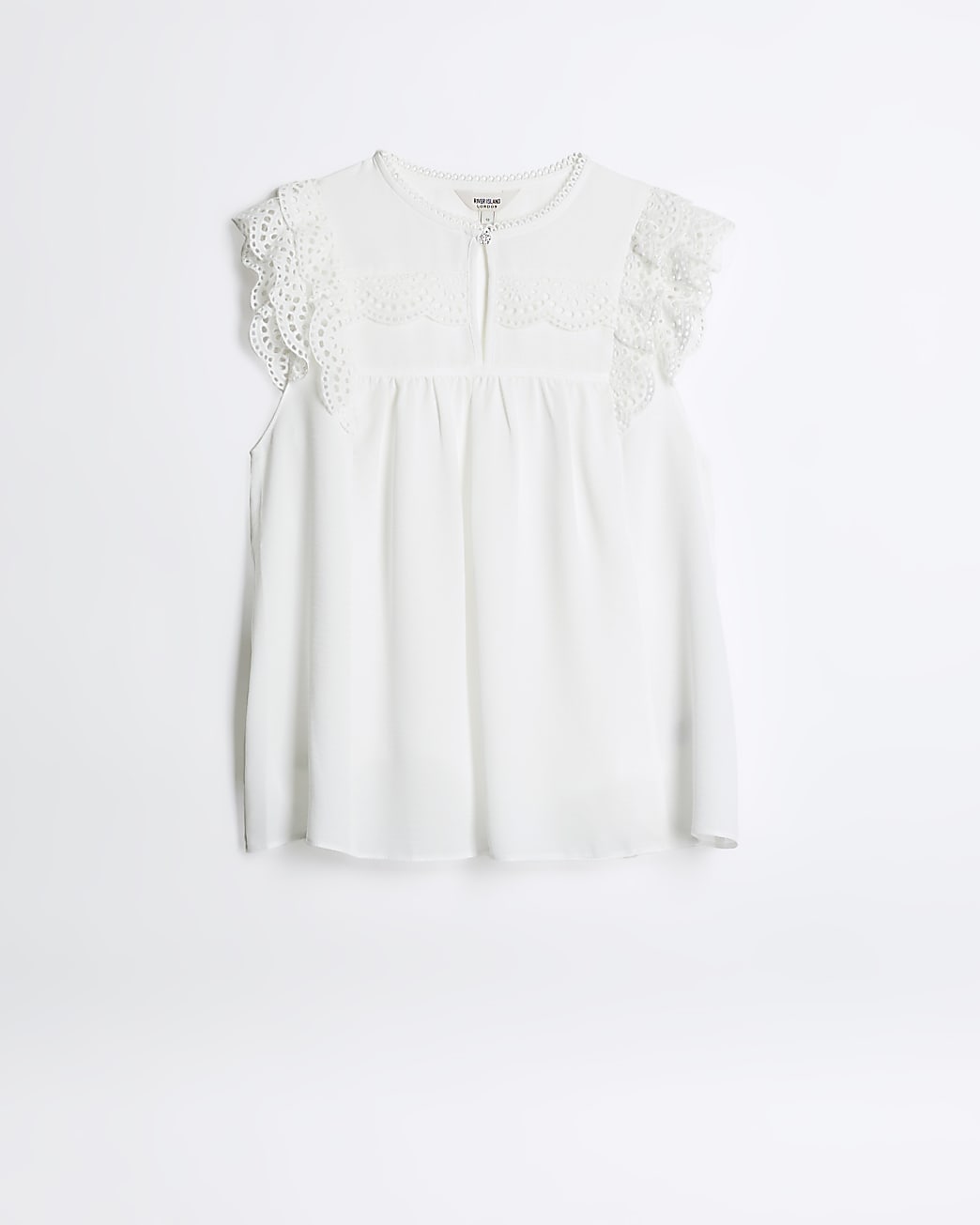 White lace ruffle blouse