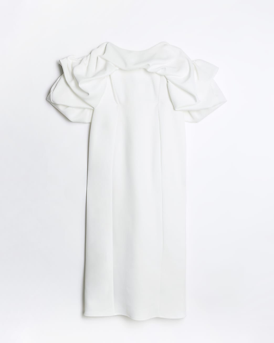 White bardot bodycon midi dress