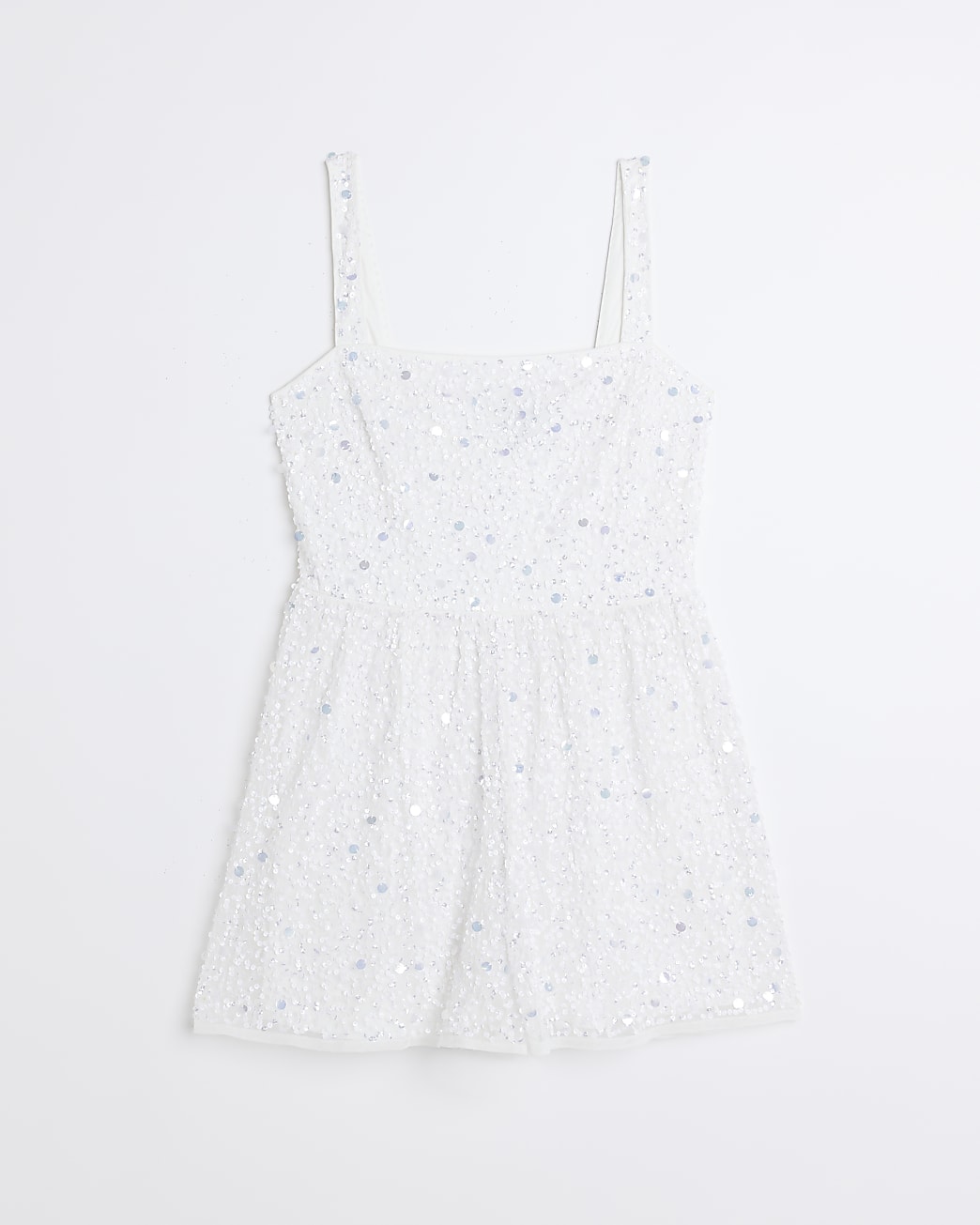White sequin playsuit