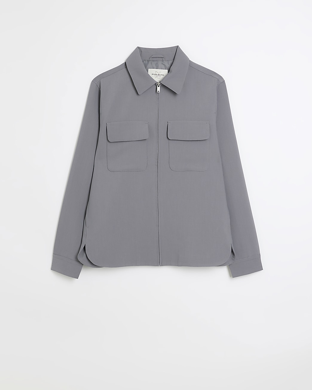 Grey regular fit zip up smart shacket