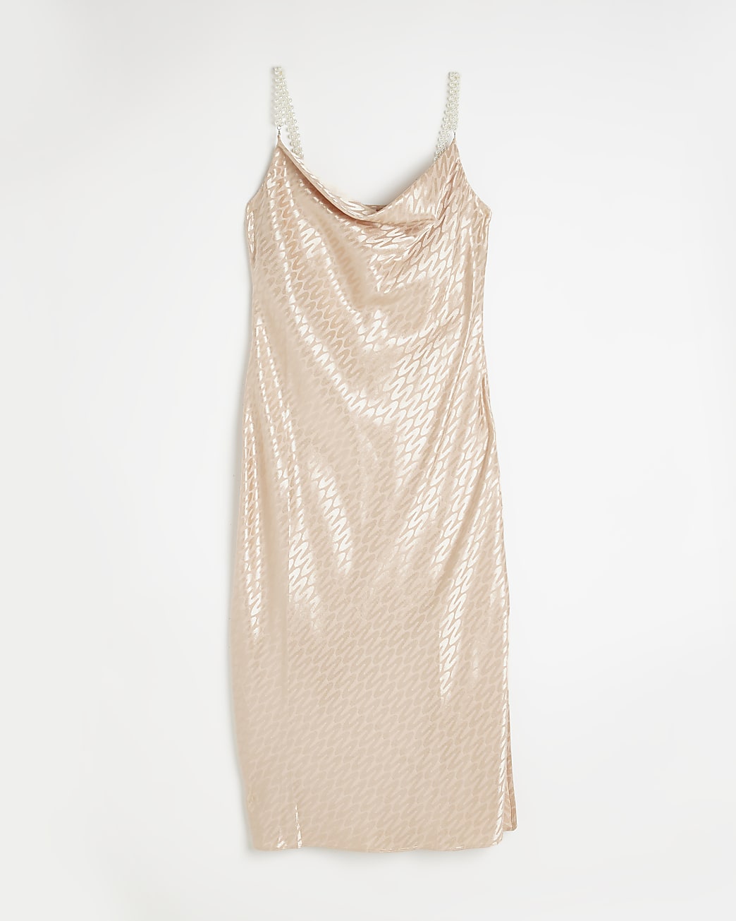 Stone satin slip midi dress