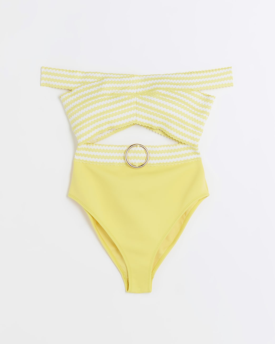 Yellow bardot cut out swimsuit